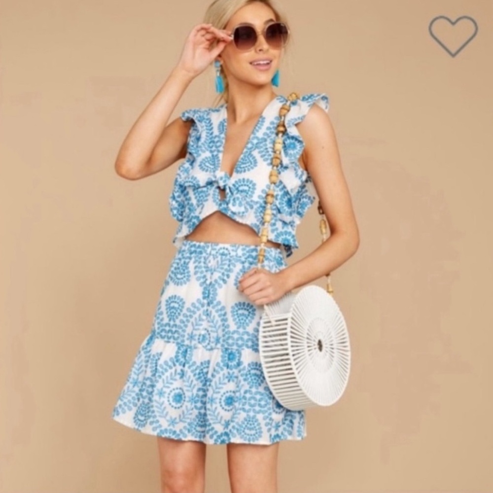 Blue and white 2 piece